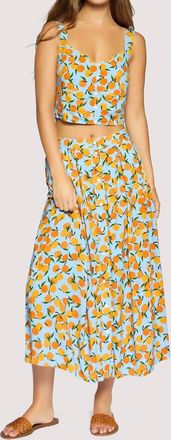 Lost + Wander Citrus Soiree Midi Skirt In Blue Orange