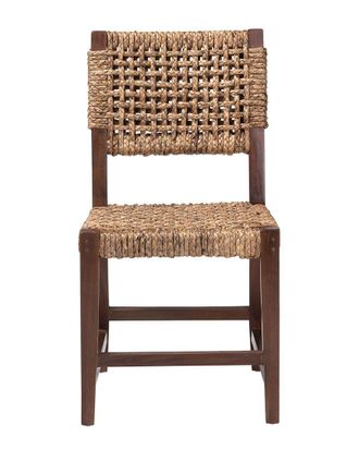 Baxton Studio Alise Handwoven Seagrass Dining Chair With Mahogany Wood Frame
