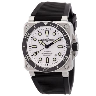Bell & Ross Pre-owned Bell and Ross BR-03 Diver Automatic White Dial Mens Watch BR03A-D-WH-ST/SRB