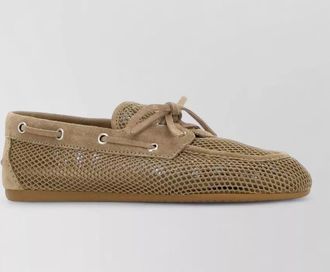 Miu Miu mesh loafers eyelet accents lace detail