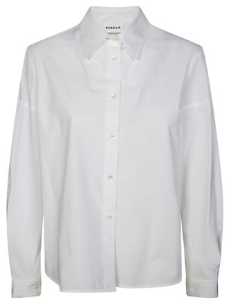P.A.R.O.S.H. White Wide-Sleeved Cotton Shirt with Classic Collar