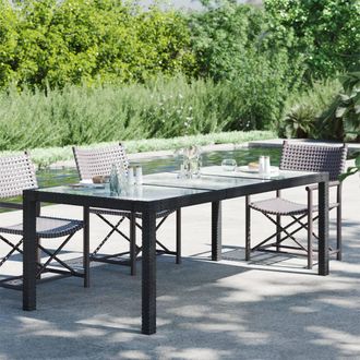 vidaXL Vidaxl - Mesa Jard&iacute;n Vidrio Templado Rat&aacute;n Sint&eacute;tico Negra 190x90x75 Cm