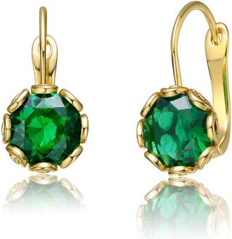 Rachel Glauber Solitaire Drop Earrings with Colored Cubic Zirconia