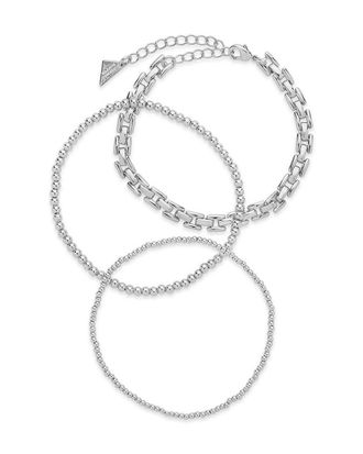 Sterling Forever Link & Bead Bracelet Set of 3