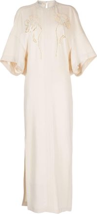 Stella McCartney broderie-anglaise floral long dress - women - Viscose - 38 - Orange