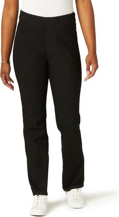 Chic Classic Collection Womens Easy-fit Elastic-Waist Pant, Black Denim, 14 Petite (Manufacturer size)