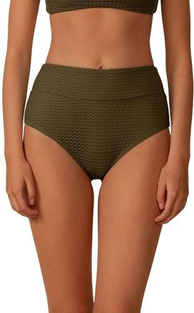 Montce Swim High Waist Bikini Bottoms in Olive Crochet at Nordstrom, Size X-Small