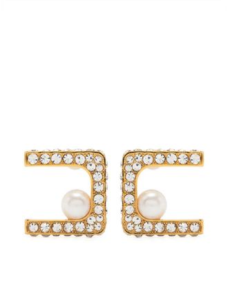 Elisabetta Franchi rhinestone-embellished pearl earrings - Gold