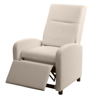 Hhg [nunca Usado] Sill&oacute;n Tv Hhg-660, Sill&oacute;n Reclinable Reclinable, Imitaci&oacute;n Cuero Plegable 99x70x75cm, Crema
