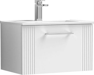 Nuie Nuie - Deco Wall Hung 1-Drawer Vanity Unit with Basin-4 600mm Wide - Satin Anthracite