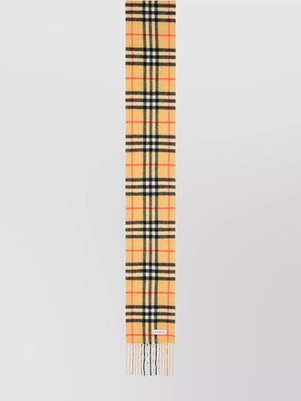 Burberry cashmere scarf with check pattern and fringe