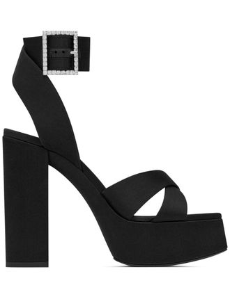 Saint Laurent Bianca 125mm crystal-embellished platform sandals - Black