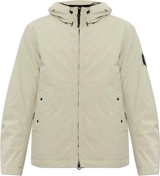 Stone Island Ge&iuml;soleerd jack met capuchon - Heren - Zomerjassen - Grijs - L - Leer - Jassen
