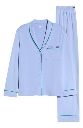 Lunya Slumberknit Pajamas in Bluebell Bloom/Spring Clover at Nordstrom, Size X-Small