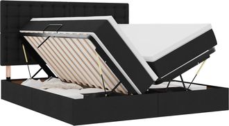vidaXL Cama De Almacenamiento Led Con Colch&oacute;n Negro 180 X 200 Cm Tela Vidaxl