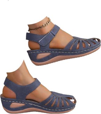 Generic Orthopedic Sandals for Women 2026 Summer Casual Adjustable Straps Low Heel Walking Sandals with Arch Support Comfortable Wedge Ankle Strap Open Toe Wi