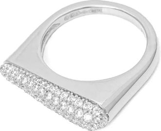 Guess Co crystal-embellishment ring - women - Sterling Silver - 54