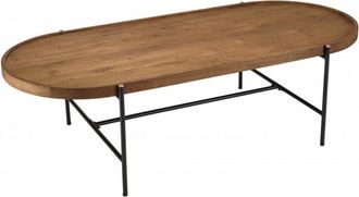 Macabane Mesa de centro ovalada con tablero de madera de teca reciclada 140 cm