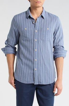 Lucky Brand Stripe Dobby Button-Up Shirt in Blue Stripe at Nordstrom Rack, Size Xx-Large