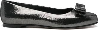 Ferragamo Varina Metallic Leather Ballet Flats, Size 5.5