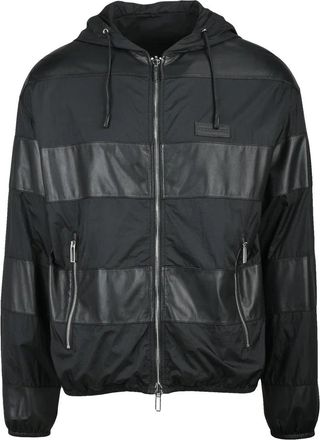 Emporio Armani Patchwork Leather/Nylon Jacket - Black