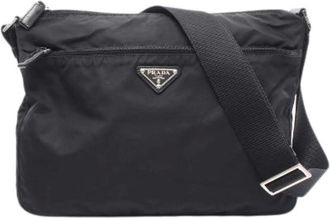 Prada Pre-owned Cross Body Bags, female, Black, Size: ONE SIZE Pre-owned Nylon Cross Body Bag