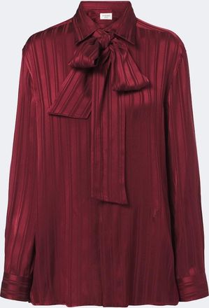 Saint Laurent Striped tie-neck silk jacquard blouse