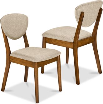Best Choice Products 2-Piece Mid-Century Modern Wood & Upholstered Dining Chair Set