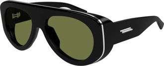 Bottega Veneta Zwart/Groen Zonnebril Bv 1362S - unisex - Zonnebrillen - Zwart - 58 MM - Accessoires