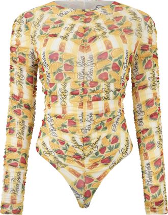Philipp Plein Wrinkled Tulle Bodysuit Gelato