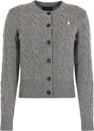 Polo Ralph Lauren Kabelgebreide Cardigan - Dames - Vesten - Grijs - XL - Wol - Truien & Vesten