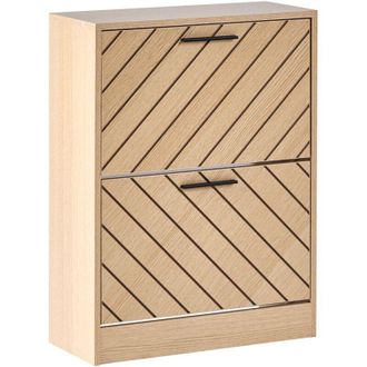 Beliani Storage Cabinet for Shoes Light Brown MDF 2 Compartments Melamine Scandinavian Design Hallway PENTICTON