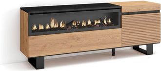 Skraut Home Skraut Home - Mueble Tv, Televisi&oacute;n, Muebles De Sal&oacute;n, Almacenaje, 150x57x35cm, Para Tv Hasta 65, Chimenea El&eacute;ctrica, Dise&ntilde;o Industrial, Estilo Modern