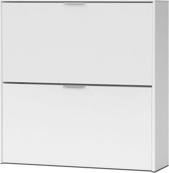 HOGAR 24 Hogar24 - Zapatero 2 Puertas Abatibles en Color Blanco Mate Dormitorio Pasillo Estilo Moderno Mueble 76x75x22 cm