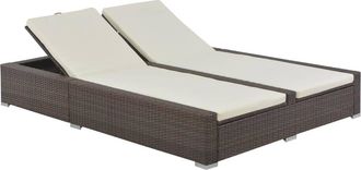 vidaXL Tumbona Doble Rat&aacute;n Sint&eacute;tico Marr&oacute;n Vidaxl