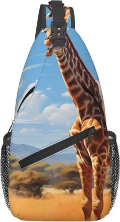 Generic Giraffe In The Grassland Chest Bag Breathable Crossbody Bag Lightweight Backpack For Outdoors Casual Workout
