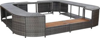vidaXL Vidaxl - Borde Cuadrado Ba&ntilde;era Hidromasaje Rat&aacute;n Pe Gris 268x268x55 Cm
