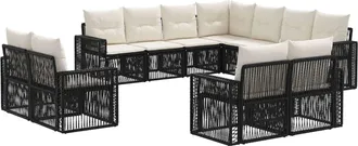 vidaXL Conjunto De Sof&aacute;s De Jard&iacute;n 11 Uds. Negro Y Blanco Crema Vidaxl
