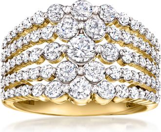 Ross-Simons CZ Multi-Row Ring in 18kt Gold Over Sterling