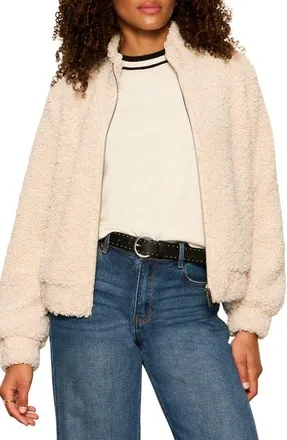 Sanctuary Cloud Nine Faux Fur Bomber Jacket in Light Oat Beige at Nordstrom, Size Xx-Large