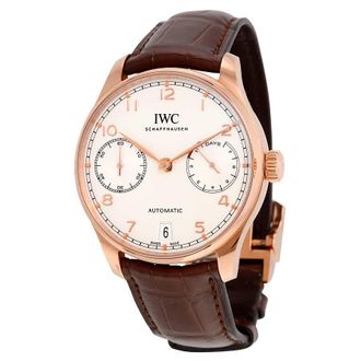 IWC Portugieser Automatic White Dial 18kt Rose Gold Mens Watch IW500701