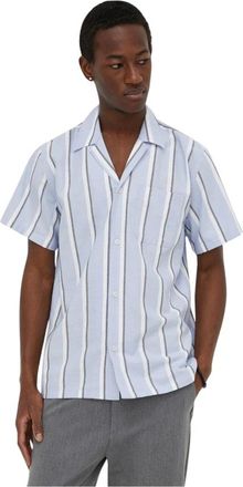 Les Deux Lawson Stripe SS Shirt - Shirts - Hombre - Azul - S