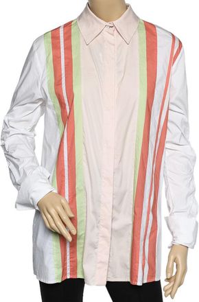 Peter Pilotto Multicolor Striped Cotton Cutout Sleeve Detail Shirt