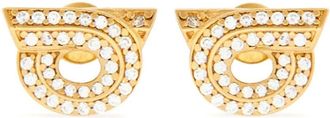Ferragamo Gancini rhinestone-embellished earrings - women - Brass/glass - One Size - Gold