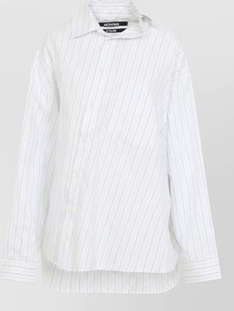 Jacquemus striped oversized asymmetric cotton shirt