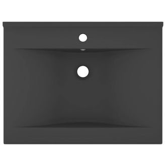 Berkfield Home Luxury Basin with Faucet Hole Matt Dark Grey 60x46 cm Ceramic