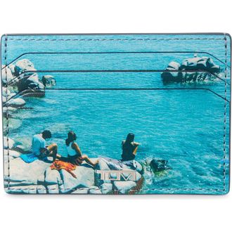 Tumi Nassau Slim Leather Card Case in Mediterranean Print at Nordstrom