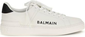 Balmain White Calf Leather Bos Taurus Low Top Mens Sneakers