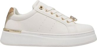 Alviero Martini 1A Classe Schoenen, Dames, Wit, 37 EU, Leer, Gladde Leren Sneakers met Geo Classic Banden
