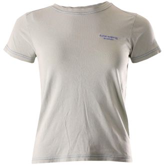 Acne Studios Brand-embroidered T-shirt in Light Green Cotton